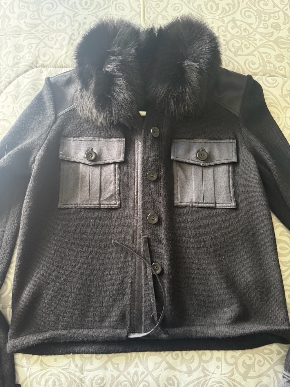 Valentino Knit Trim Sweater With Fur Collar - Picture 6 of 13